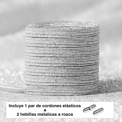 Glitter No-Tie Laces with Screw-on Metal Capsule