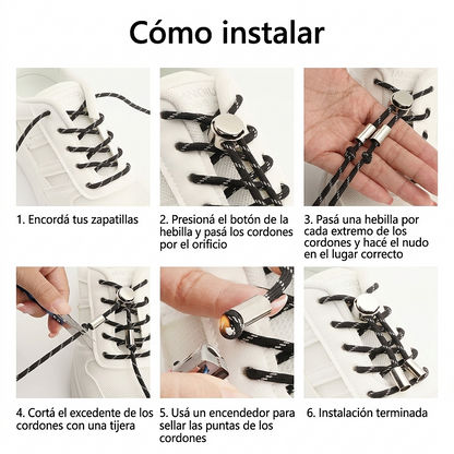 No-Tie Elastic Shoelaces with Metal Button