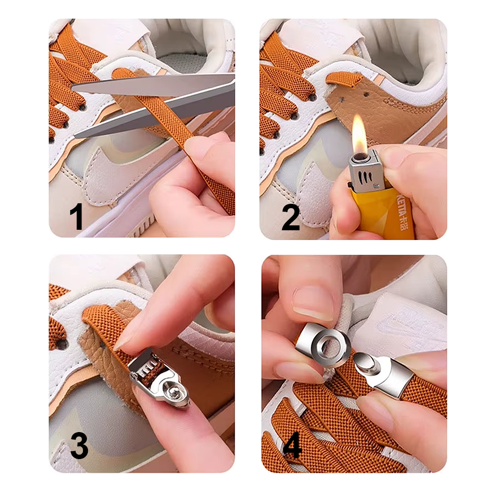No-Tie Elastic Laces with Metallic Knob Buckle
