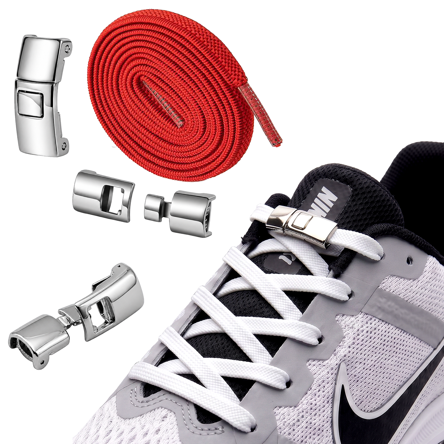 Elastic No-Tie Laces with Metal Buckle