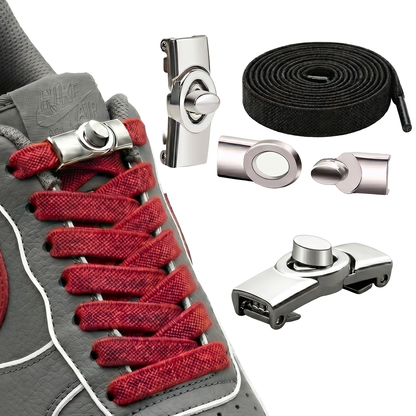 No-Tie Elastic Laces with Metallic Knob Buckle