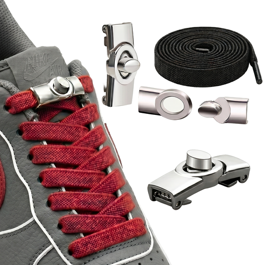 No-Tie Elastic Laces with Metallic Knob Buckle