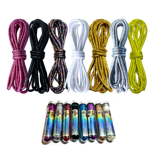 Cordones Glitter Redondos de 120cm Largo - Con Packaging