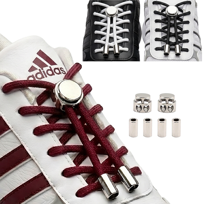 No-Tie Elastic Shoelaces with Metal Button