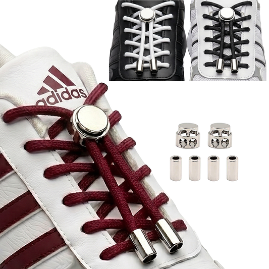 No-Tie Elastic Shoelaces with Metal Button