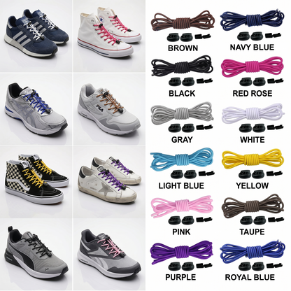 Black Clip Round Elastic No-Tie Shoelaces