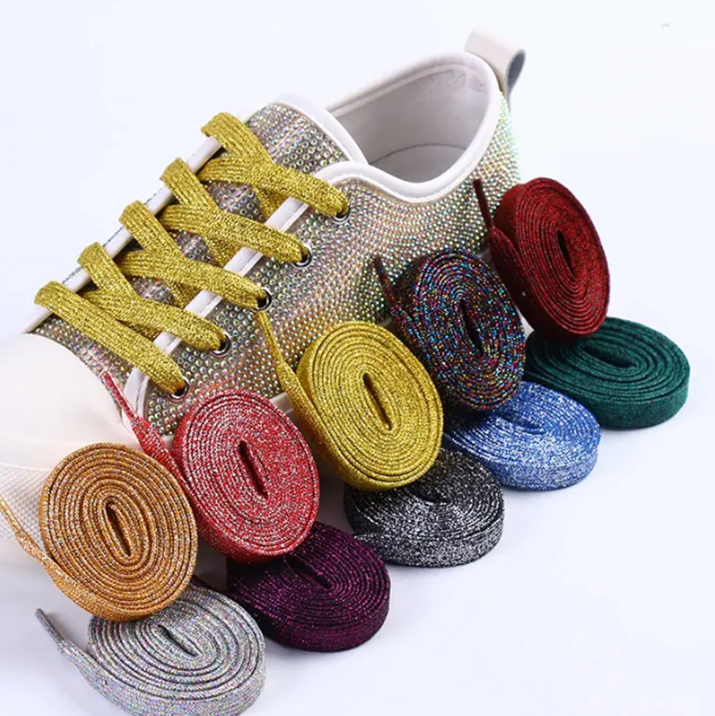 PREMIUM Flat Glitter Shoelaces - Without Packaging 125cm